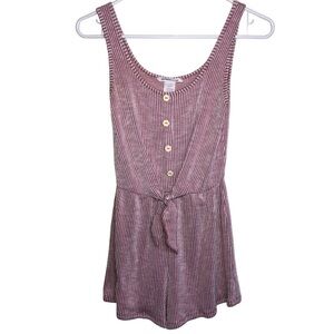 Caution To The Wind Striped Button Front Romper Size Small